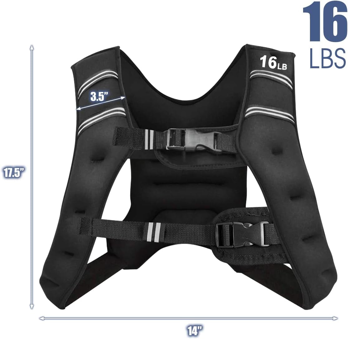 Adjustable Weighted Vest for Adults and Children, Available in 16Lb, 20Lb, and 30Lb, Featuring Reflective Stripes for Enhanced Safety, Ideal for Fitness, Strength Training, Running, Walking, and Jogging
