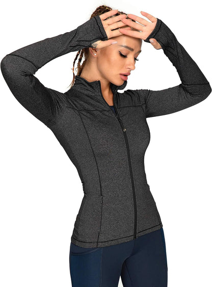 QUEENIEKE Women's Athletic Running Jacket - Full Zip Track and Workout Top for Yoga and Gym