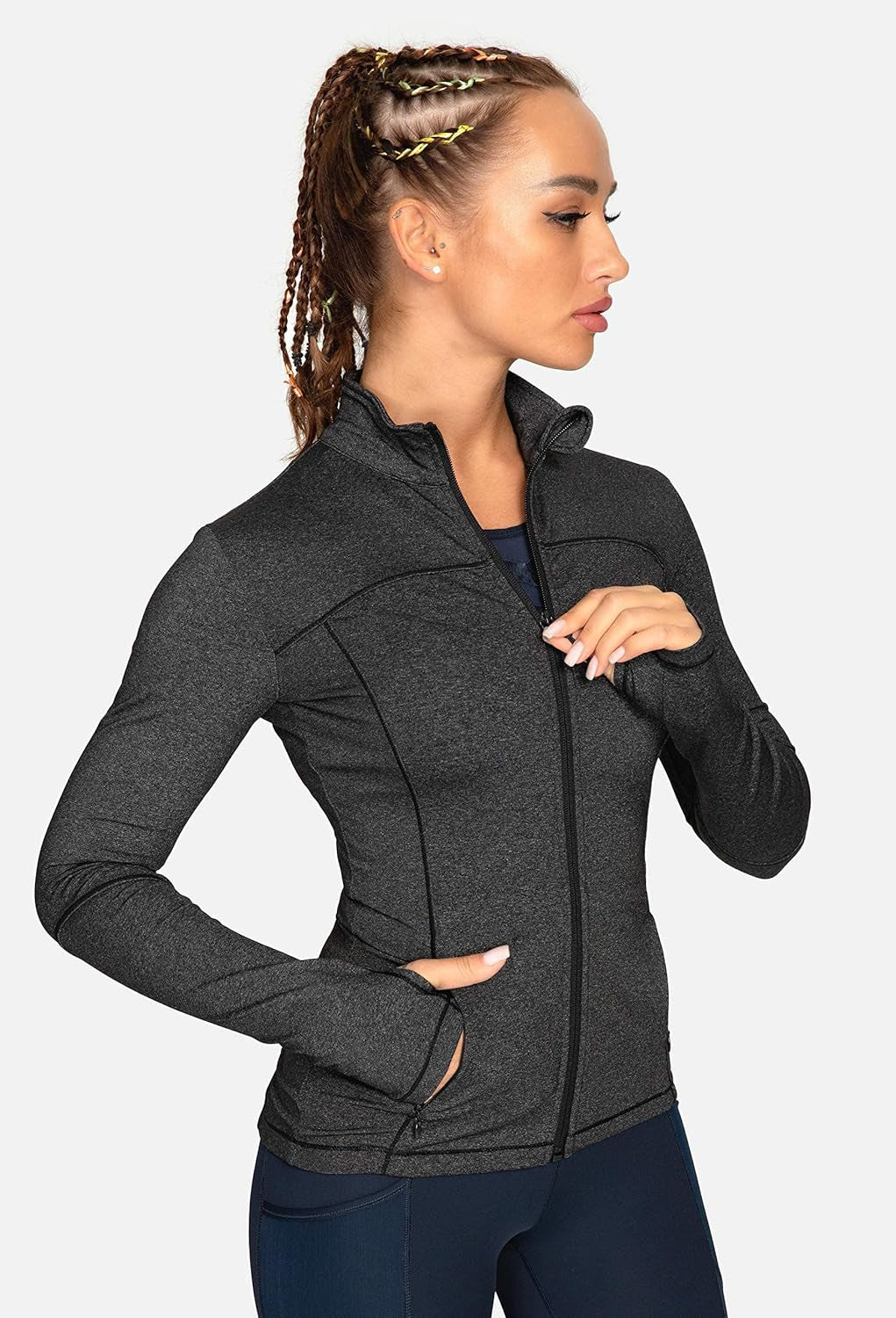 QUEENIEKE Women's Athletic Running Jacket - Full Zip Track and Workout Top for Yoga and Gym