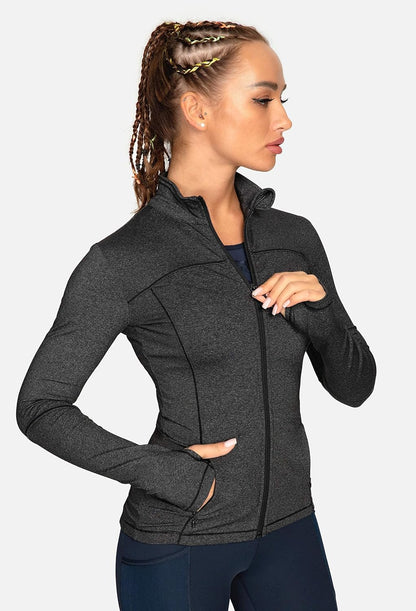 QUEENIEKE Women's Athletic Running Jacket - Full Zip Track and Workout Top for Yoga and Gym