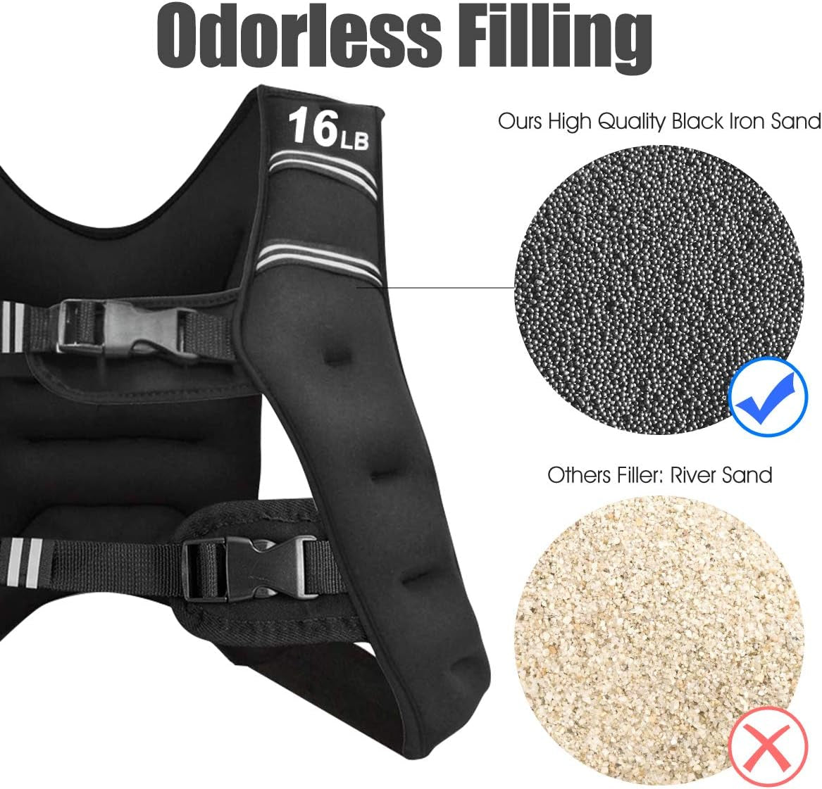 Adjustable Weighted Vest for Adults and Children, Available in 16Lb, 20Lb, and 30Lb, Featuring Reflective Stripes for Enhanced Safety, Ideal for Fitness, Strength Training, Running, Walking, and Jogging