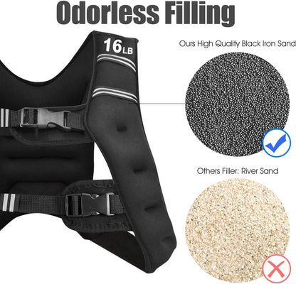 Adjustable Weighted Vest for Adults and Children, Available in 16Lb, 20Lb, and 30Lb, Featuring Reflective Stripes for Enhanced Safety, Ideal for Fitness, Strength Training, Running, Walking, and Jogging