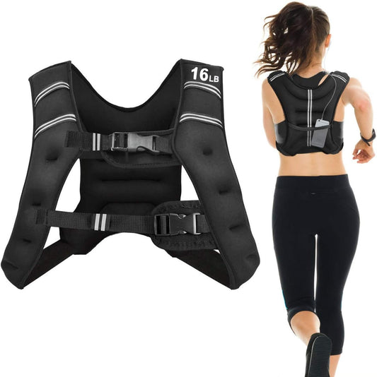 Adjustable Weighted Vest for Adults and Children, Available in 16Lb, 20Lb, and 30Lb, Featuring Reflective Stripes for Enhanced Safety, Ideal for Fitness, Strength Training, Running, Walking, and Jogging